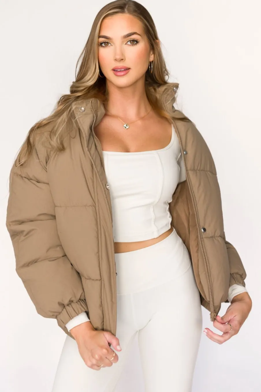 Sale Worth Collective Jasmine Oversized Puffer Jacket in Khaki
