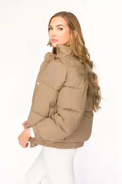 Sale Worth Collective Jasmine Oversized Puffer Jacket in Khaki