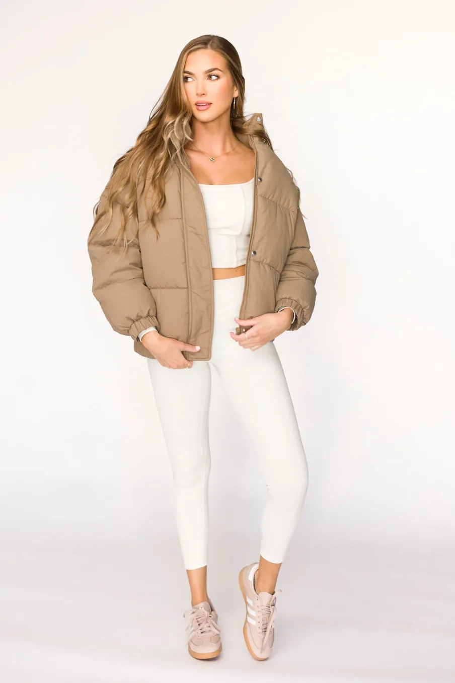 Sale Worth Collective Jasmine Oversized Puffer Jacket in Khaki