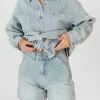 Clearance Worth Collective Jayme Shorts in Denim/White