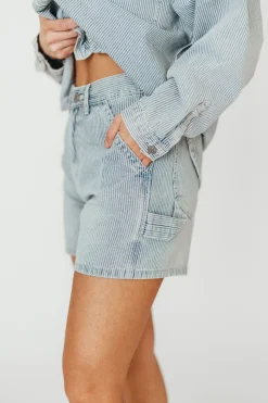 Clearance Worth Collective Jayme Shorts in Denim/White