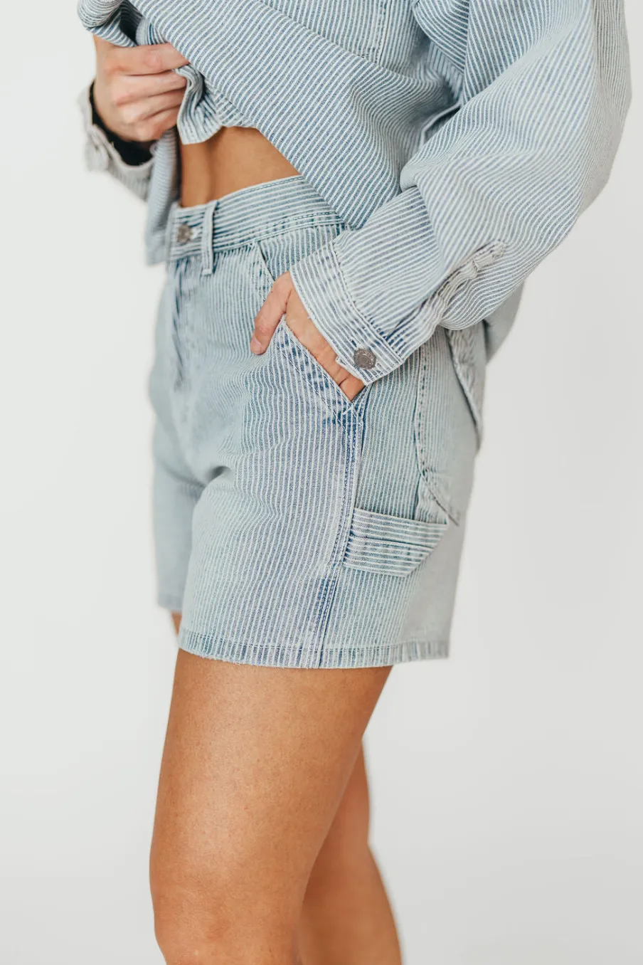 Clearance Worth Collective Jayme Shorts in Denim/White
