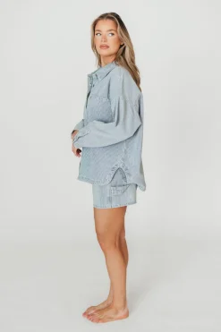 Clearance Worth Collective Jayme Shorts in Denim/White