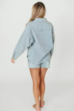 Clearance Worth Collective Jayme Shorts in Denim/White