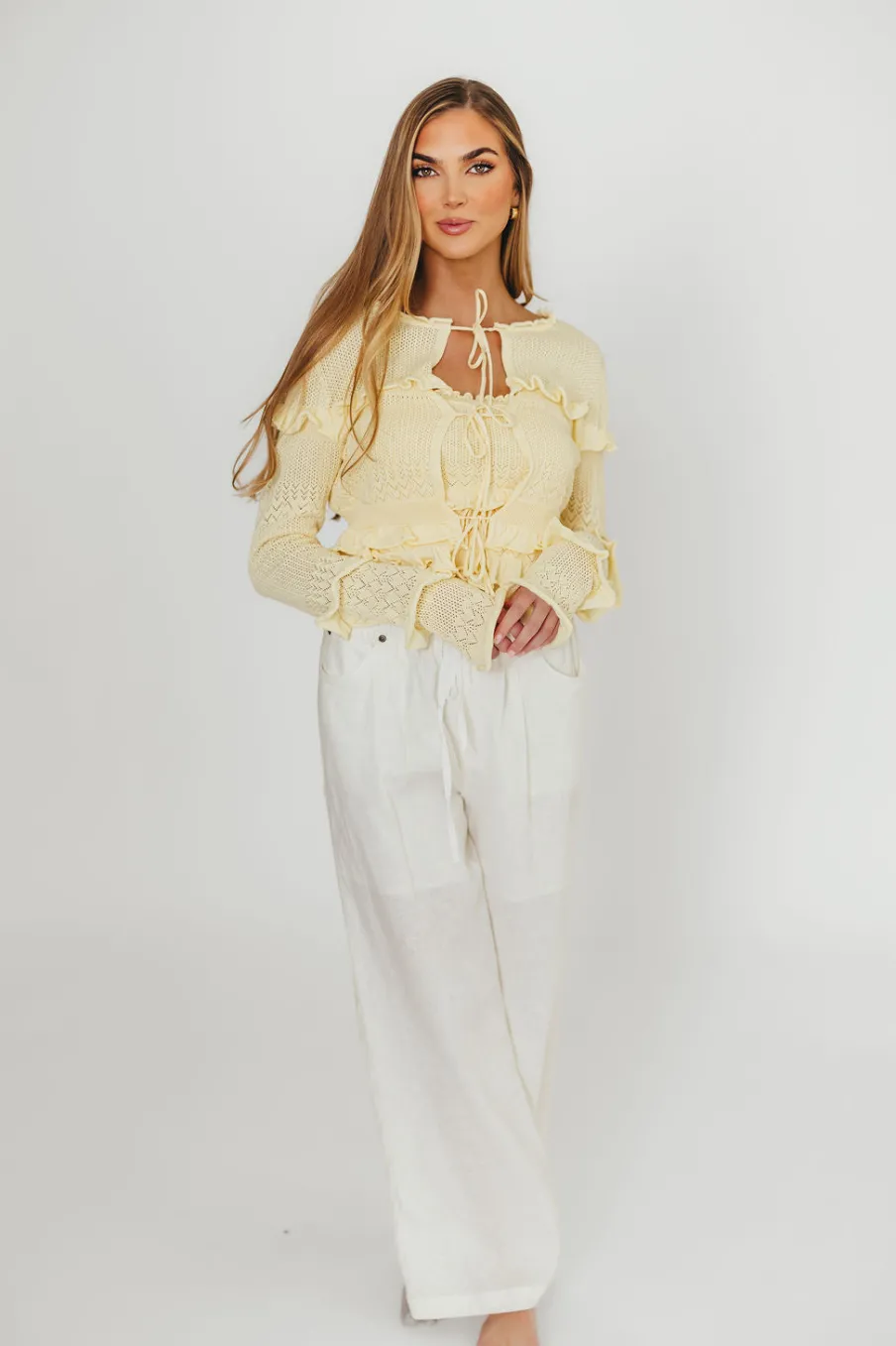 Best Worth Collective Jeanette 100% Linen Pants in White