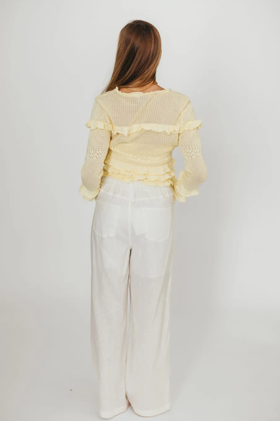 Best Worth Collective Jeanette 100% Linen Pants in White