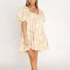 Outlet Worth Collective Jennie Floral Print Babydoll Mini Dress in Blue