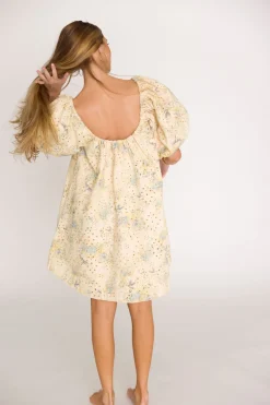 Outlet Worth Collective Jennie Floral Print Babydoll Mini Dress in Blue
