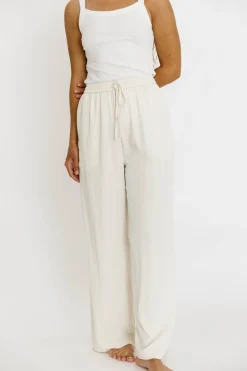 Discount Worth Collective Jill Drawstring Detailed Wide Fit Pants in Ivory