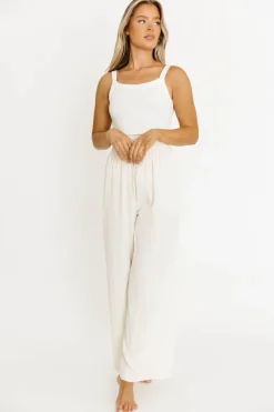 Discount Worth Collective Jill Drawstring Detailed Wide Fit Pants in Ivory