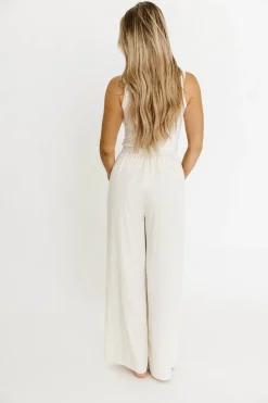 Discount Worth Collective Jill Drawstring Detailed Wide Fit Pants in Ivory