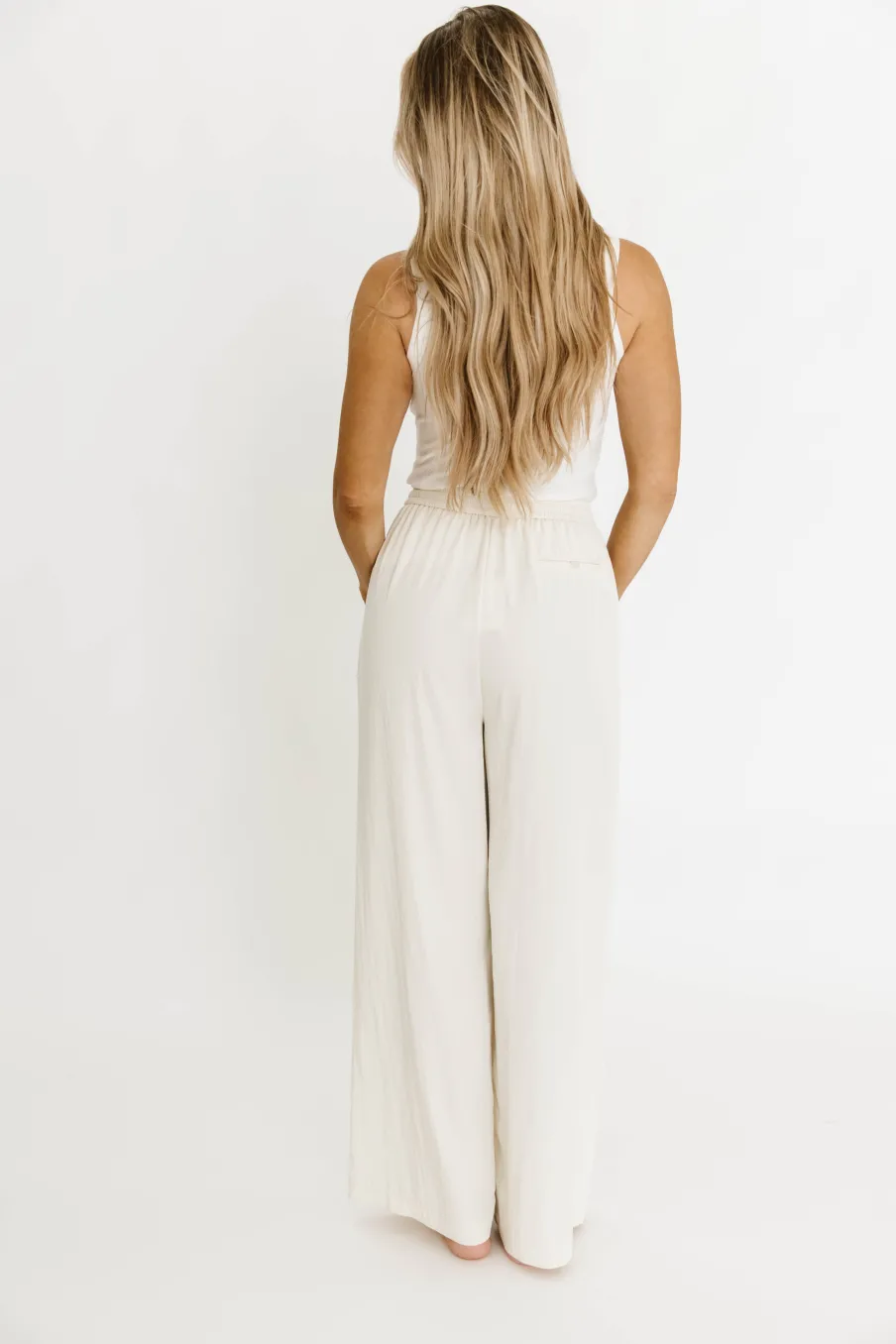 Discount Worth Collective Jill Drawstring Detailed Wide Fit Pants in Ivory