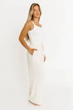 Discount Worth Collective Jill Drawstring Detailed Wide Fit Pants in Ivory