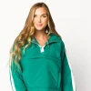 New Worth Collective Joanna Quilted Puffer Pullover in Hunter Green/White