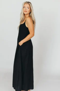 Sale Worth Collective Josefina Smocked Maxi Dress in Black - Bump Friendly