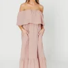 Online Worth Collective Josie 100% Cotton Maxi Dress in Rose - Bump & Nursing Friendly