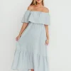 Hot Worth Collective Josie 100% Cotton Maxi Dress in Cloud - Bump & Nursing Friendly