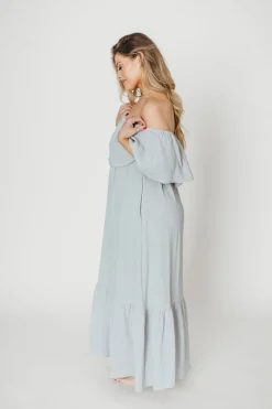 Hot Worth Collective Josie 100% Cotton Maxi Dress in Cloud - Bump & Nursing Friendly