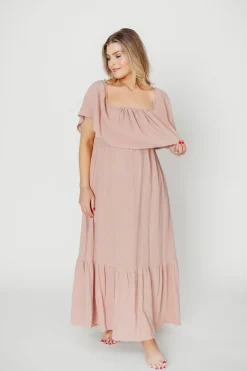 Online Worth Collective Josie 100% Cotton Maxi Dress in Rose - Bump & Nursing Friendly