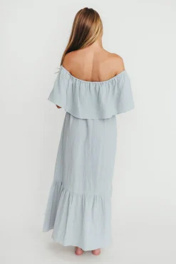 Hot Worth Collective Josie 100% Cotton Maxi Dress in Cloud - Bump & Nursing Friendly