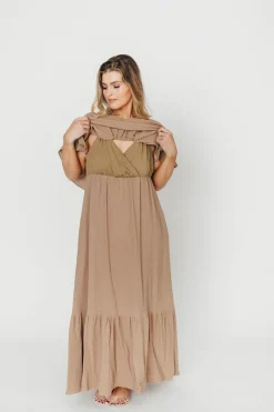Sale Worth Collective Josie 100% Cotton Maxi Dress in Dry Thyme - Bump & Nursing Friendly
