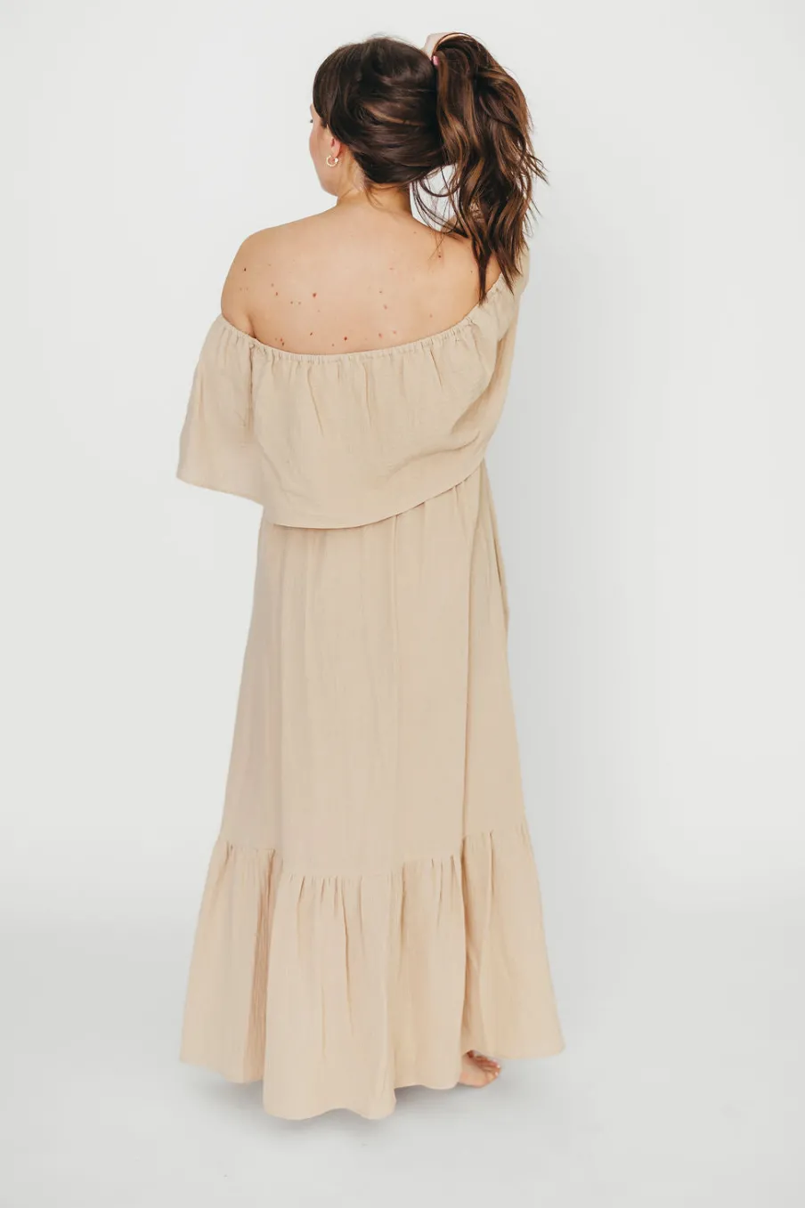 Best Worth Collective Josie 100% Cotton Maxi Dress in Beige - Bump & Nursing Friendly