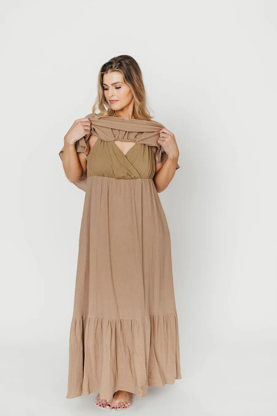 Sale Worth Collective Josie 100% Cotton Maxi Dress in Dry Thyme - Bump & Nursing Friendly