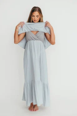 Hot Worth Collective Josie 100% Cotton Maxi Dress in Cloud - Bump & Nursing Friendly