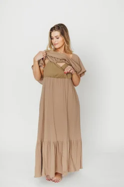 Sale Worth Collective Josie 100% Cotton Maxi Dress in Dry Thyme - Bump & Nursing Friendly