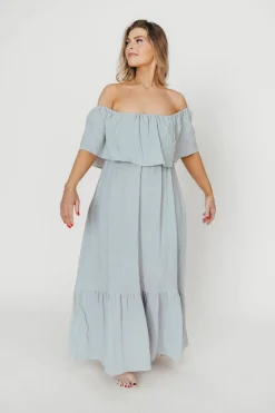 Hot Worth Collective Josie 100% Cotton Maxi Dress in Cloud - Bump & Nursing Friendly