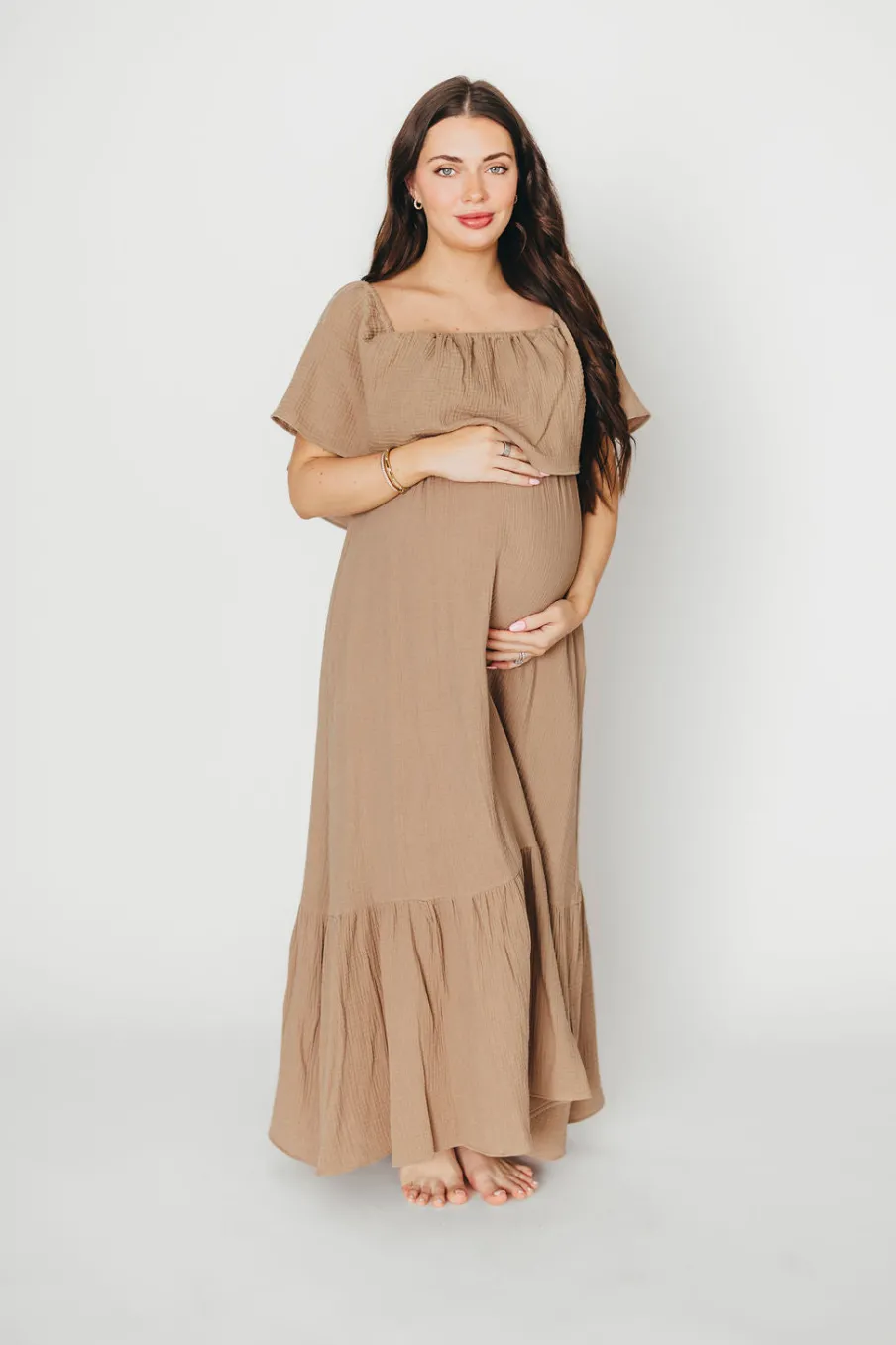 Sale Worth Collective Josie 100% Cotton Maxi Dress in Dry Thyme - Bump & Nursing Friendly
