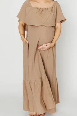 Sale Worth Collective Josie 100% Cotton Maxi Dress in Dry Thyme - Bump & Nursing Friendly