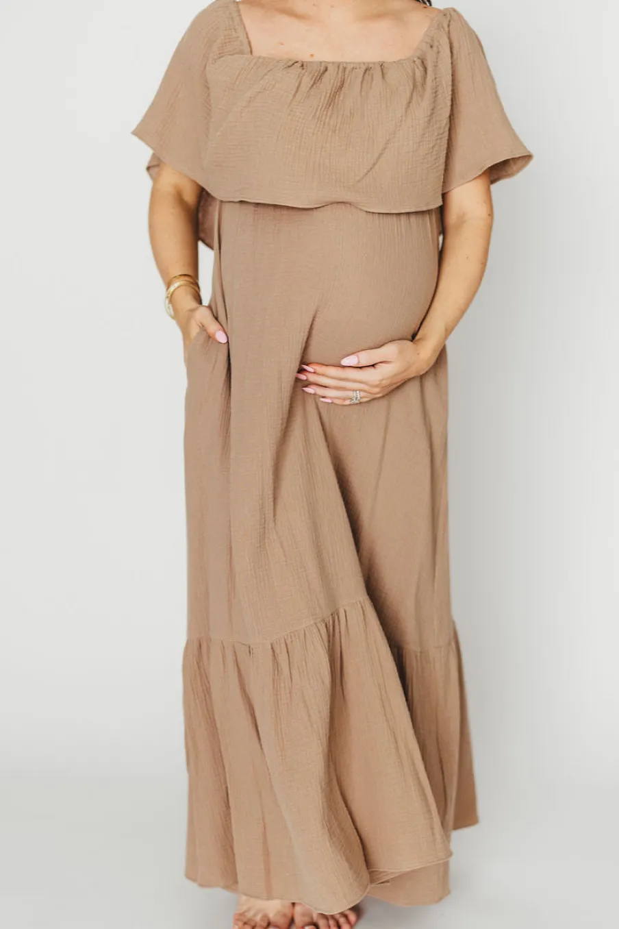 Sale Worth Collective Josie 100% Cotton Maxi Dress in Dry Thyme - Bump & Nursing Friendly