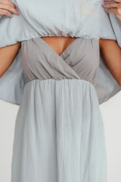 Hot Worth Collective Josie 100% Cotton Maxi Dress in Cloud - Bump & Nursing Friendly