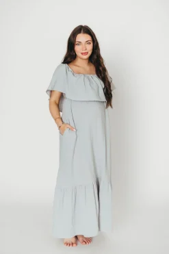 Hot Worth Collective Josie 100% Cotton Maxi Dress in Cloud - Bump & Nursing Friendly