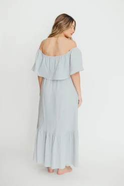 Hot Worth Collective Josie 100% Cotton Maxi Dress in Cloud - Bump & Nursing Friendly