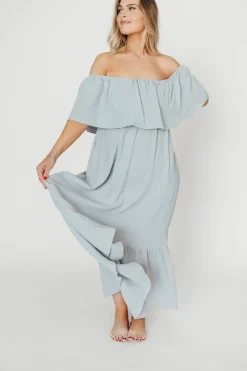 Hot Worth Collective Josie 100% Cotton Maxi Dress in Cloud - Bump & Nursing Friendly