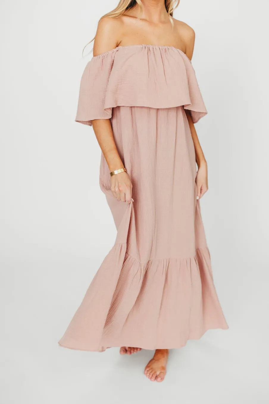 Online Worth Collective Josie 100% Cotton Maxi Dress in Rose - Bump & Nursing Friendly