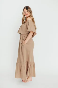 Sale Worth Collective Josie 100% Cotton Maxi Dress in Dry Thyme - Bump & Nursing Friendly
