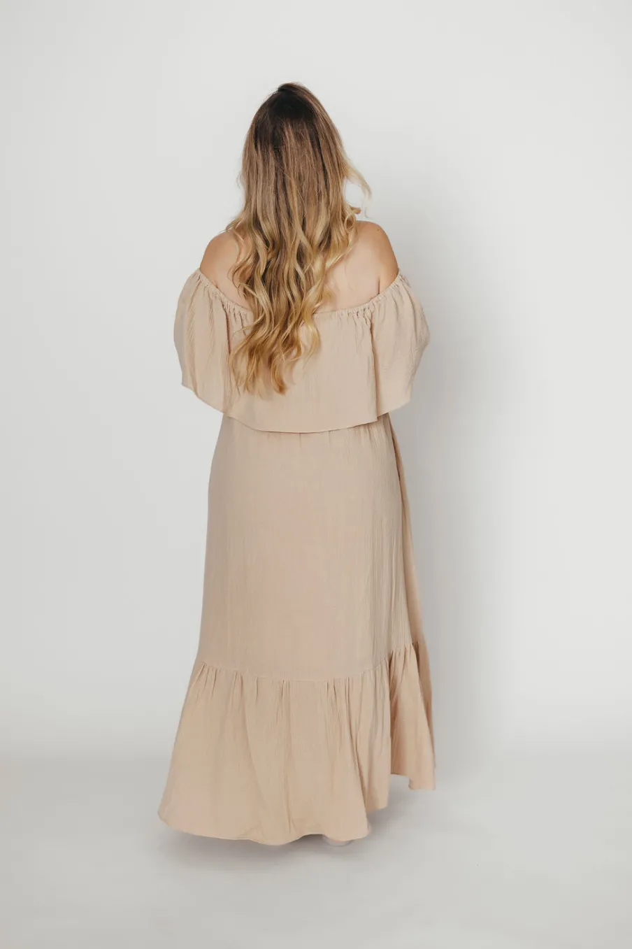 Best Worth Collective Josie 100% Cotton Maxi Dress in Beige - Bump & Nursing Friendly