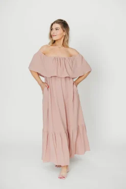 Online Worth Collective Josie 100% Cotton Maxi Dress in Rose - Bump & Nursing Friendly