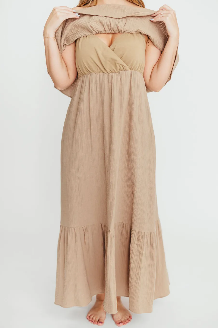 Sale Worth Collective Josie 100% Cotton Maxi Dress in Dry Thyme - Bump & Nursing Friendly