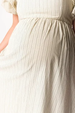 Sale Worth Collective Jules Striped Maxi Dress in Natural/Black - Bump Friendly