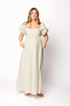 Sale Worth Collective Jules Striped Maxi Dress in Natural/Black - Bump Friendly