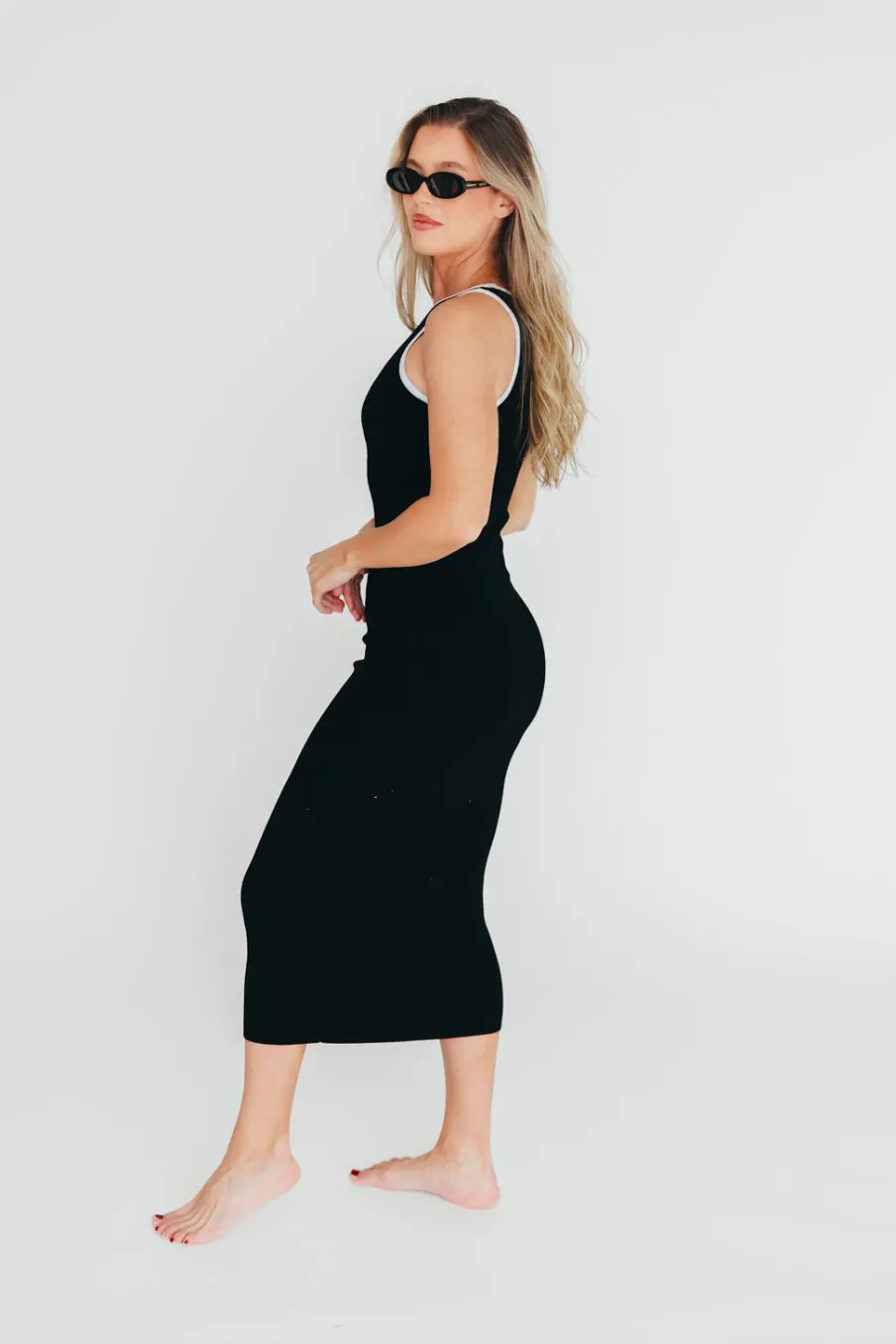 Discount Worth Collective Juliana Contrast Racerback Tank Dress in Black/White