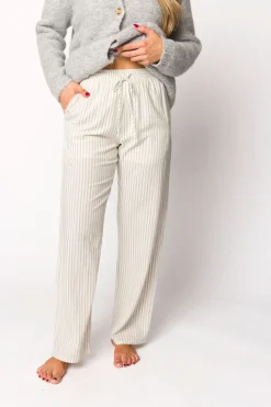 Best Worth Collective Julie Striped Cotton Pants in Ivory/Black