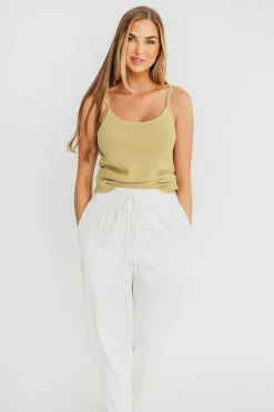 Sale Worth Collective June Double Drawstring Detail Wide Leg Pants in White