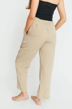 Discount Worth Collective June Double Drawstring Wide Leg Pants in Taupe