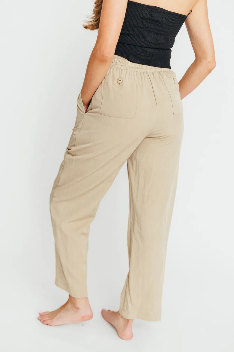 Discount Worth Collective June Double Drawstring Wide Leg Pants in Taupe