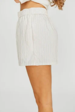 New Worth Collective Kaeli Striped Boxer Shorts in Cream/Blue